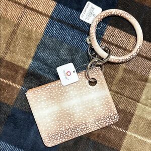 Chic Beige Key Ring Card Holder